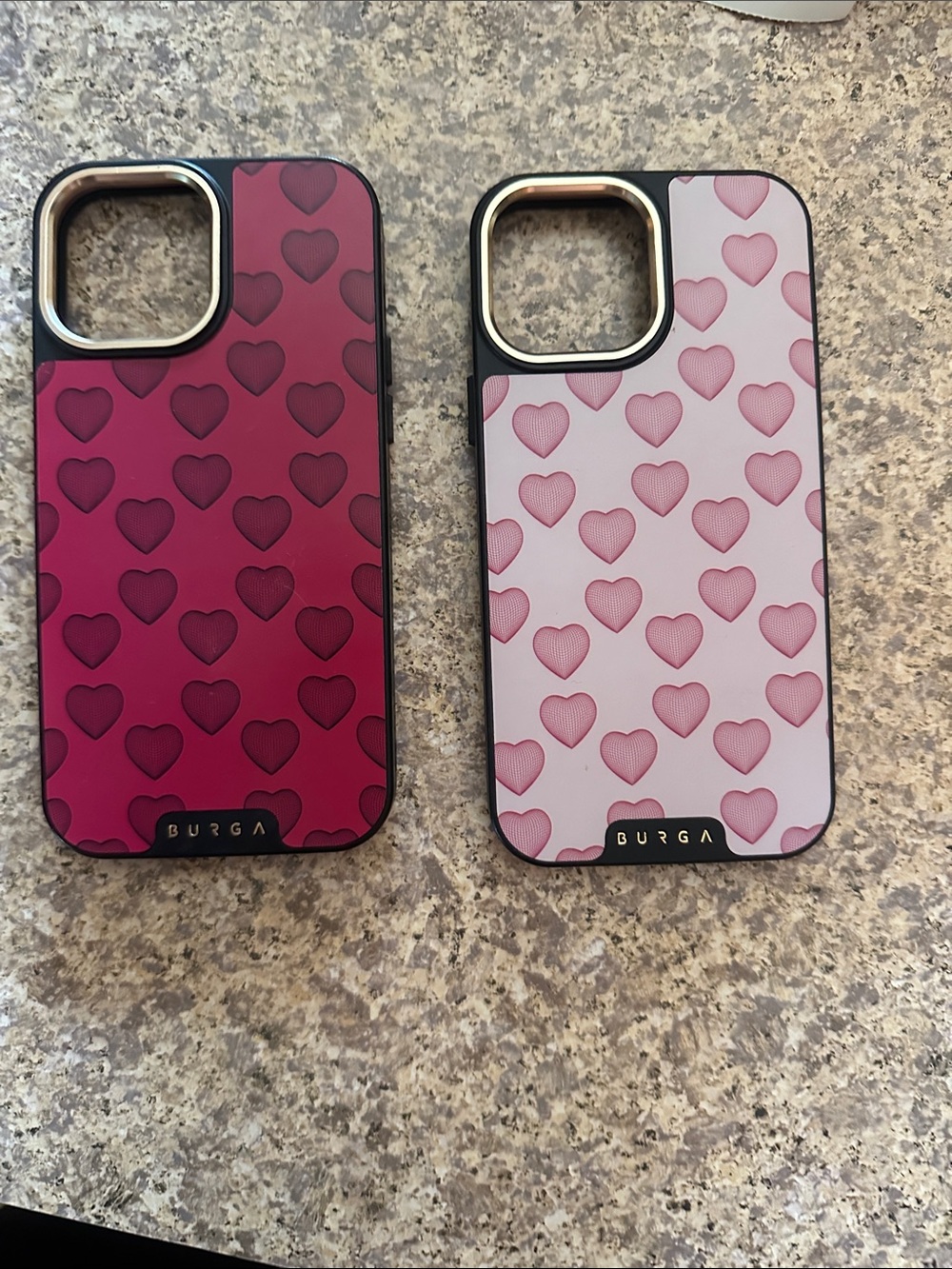 Burga Pink Heart Pattern Protective Phone Case - Pink